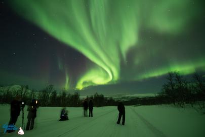 Guests under the beautiful Northern lights
